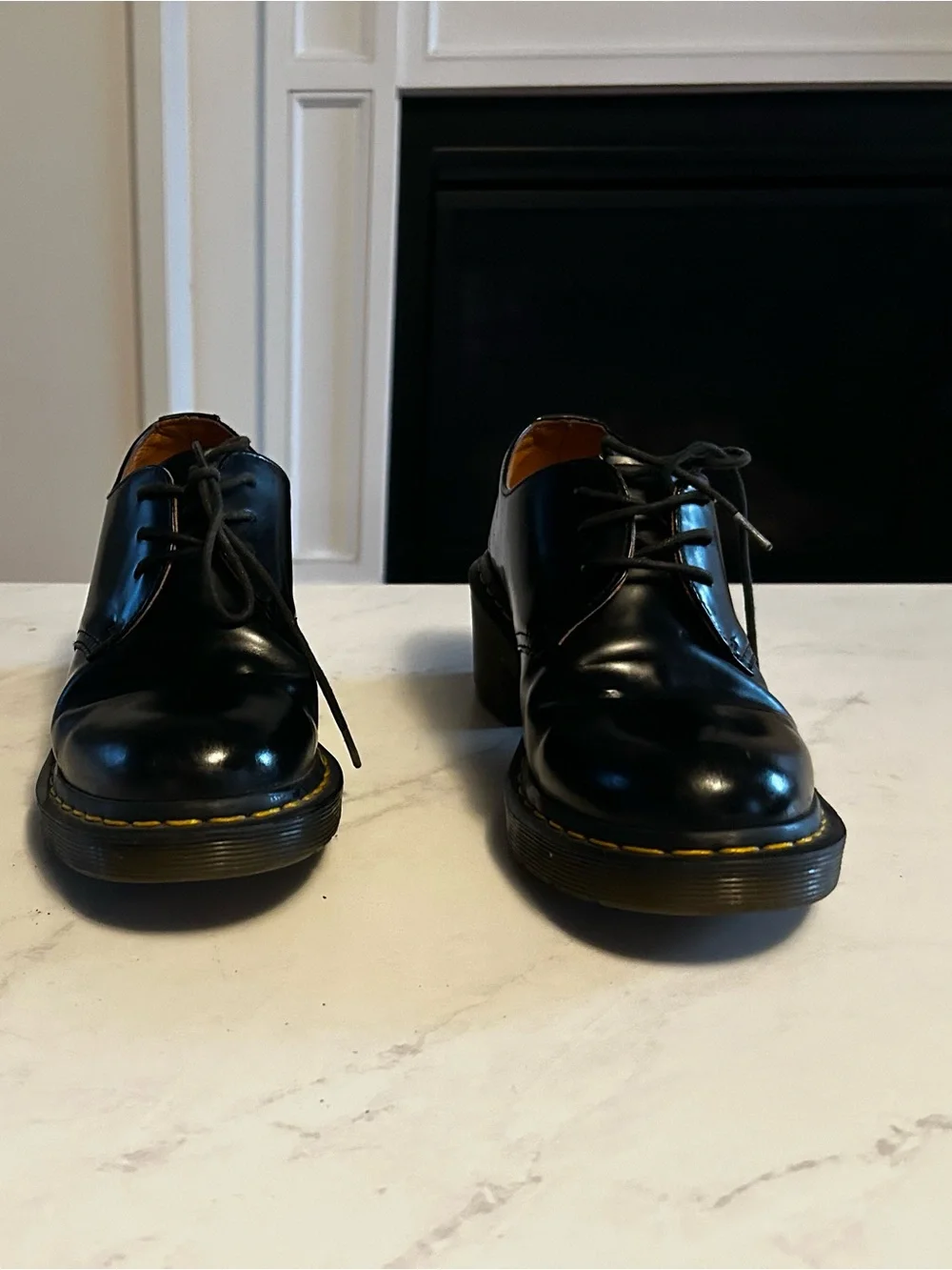 Black leather Dr. Martens 1461 platform shoes in US 8 #platform #drmartens